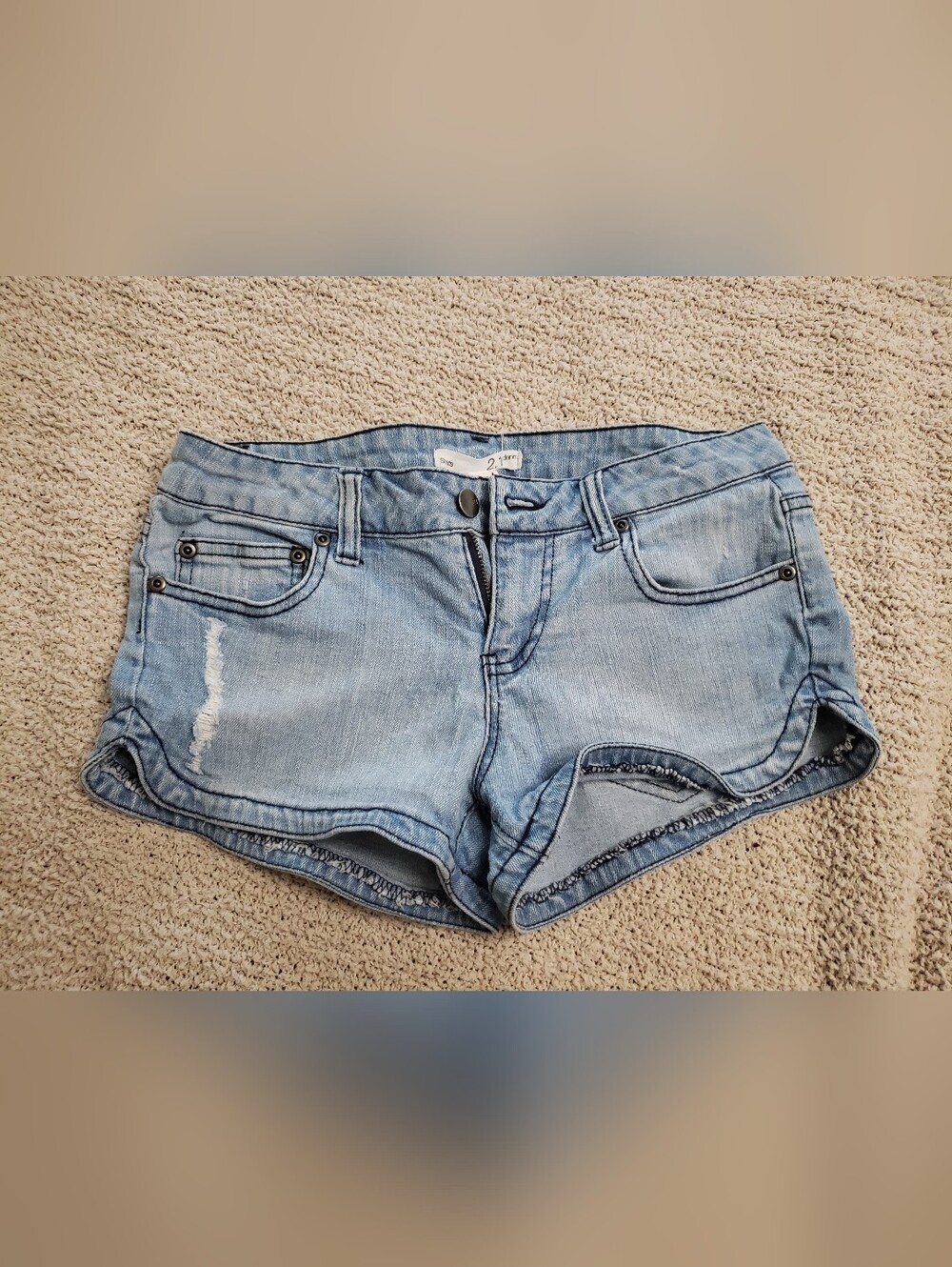 2.1 Denim Light Blue Distressed Women’s Denim Shorts